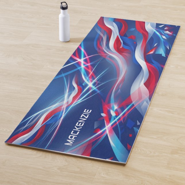 Red White Blue Abstract with Your Name Yoga Mat (In Situ)