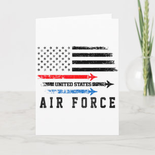 Red White Blue Air Force Flyover Proud American In Card