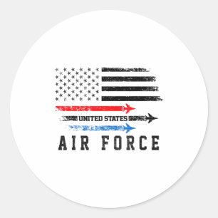 Red White Blue Air Force Flyover Proud American In Classic Round Sticker
