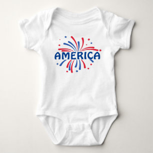 Red, white & blue America July 4th Baby Bodysuit
