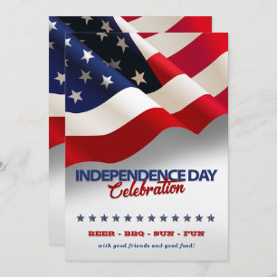 Red, White & Blue American Flag 4th Of July Party Invitation