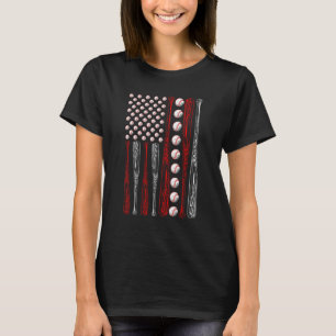 Red White Blue American Flag Baseball 4th Of July T-Shirt