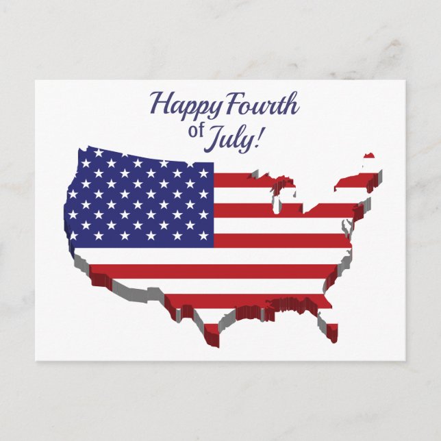 Red White Blue American Flag Happy Fourth of July Postcard (Front)