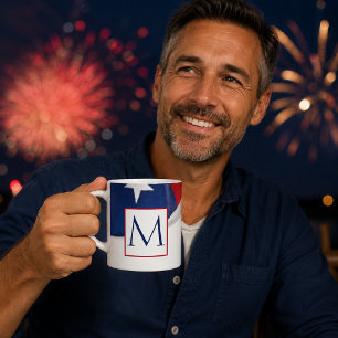 Red White Blue American Flag Monogram Coffee Mug