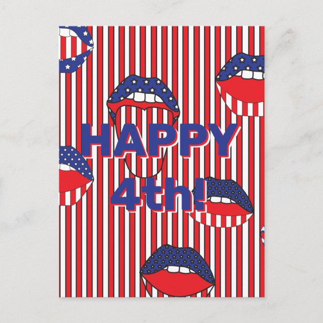 Red White Blue American Flag Mouth Postcard (Front)