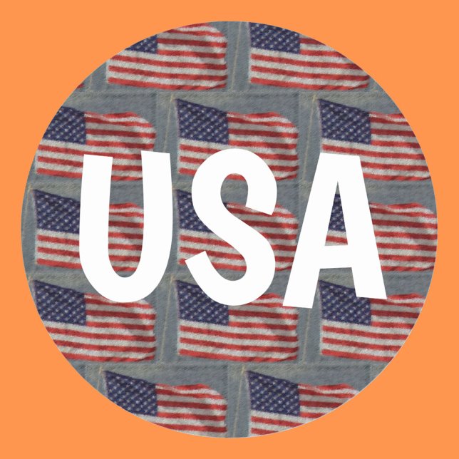 Red White Blue American Flag Pattern Classic Round Sticker (Front with Background)