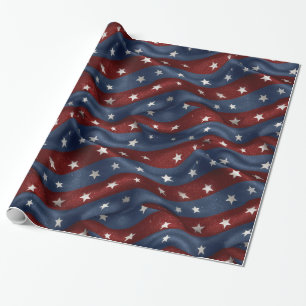 Red White Blue American Flag Stars Pattern Wrapping Paper