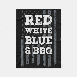 Red White Blue & Bbq - Usa Flag 4th Of July Fu Fleece Blanket