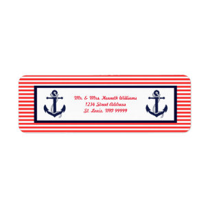Red White & Blue Anchor - Address Labels