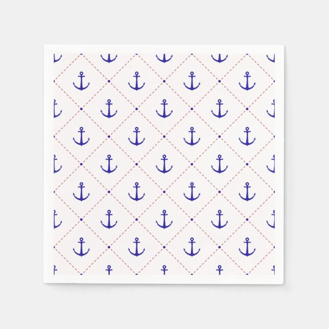  Red White Blue Anchors Away Boating Napkin (Front)