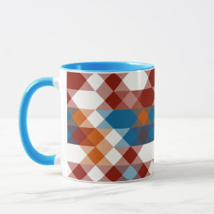 red white blue and orange geometric mug