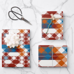 red white blue and orange geometric wrapping paper sheet