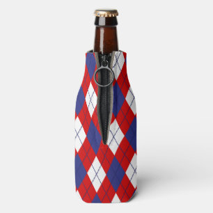 Red,White,Blue Argyle 1-BOTTLE CAN COOLER