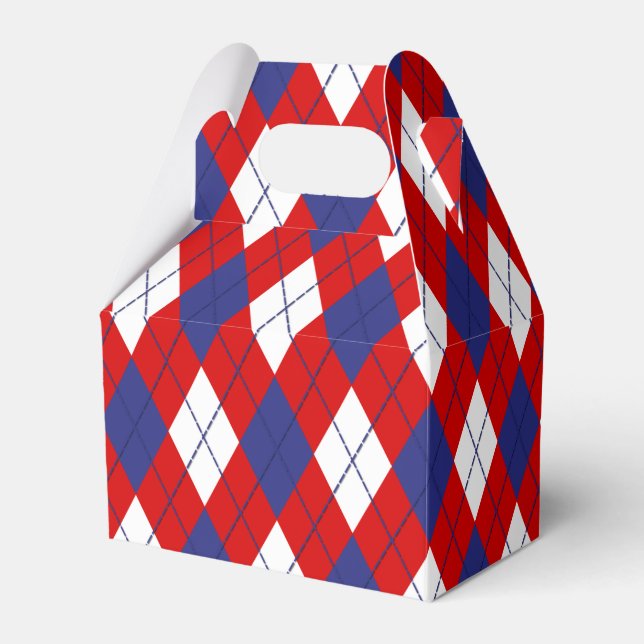 Red, White, Blue Argyle 1-FAVOR BOX gable (Front Side)
