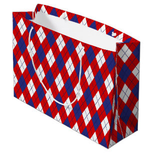 Red White Blue Argyle 1-GIFT BAG L