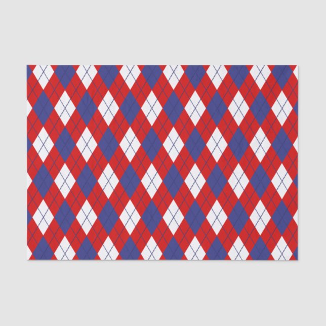 Red White Blue Argyle 1-TISSUE WRAPPING PAPER (Front)