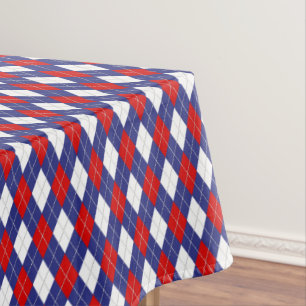 Red,White,Blue Argyle 2-52x70 COTTON TABLECLOTH