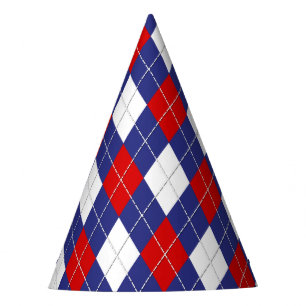 Red,White,Blue Argyle 2-PAPER PARTY HATS