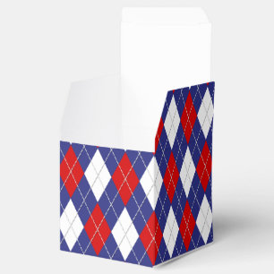 Red,White,Blue Argyle 2-PARTY FAVOR BOX,sq box
