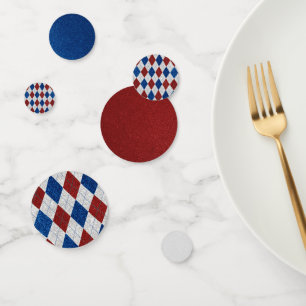 Red, White, Blue Argyle July 4 Glitter Confetti