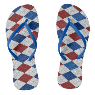 Red, White, Blue Argyle July 4 Glitter Thongs