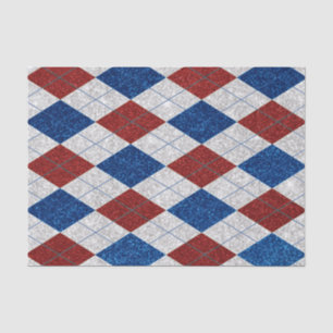 Red, White, Blue Argyle July 4 Glitter Tissue Paper