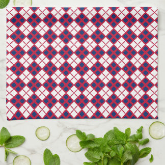 Red. White & Blue Argyle Kitchen Towel