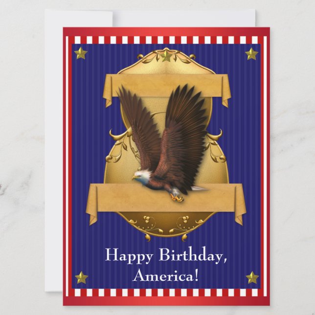 Red White Blue Bald Eagle Patriotic 4th of July Invitation (Front)