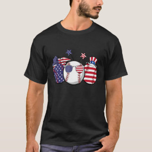 Red White Blue Baseball Patriotic 4th Of July T-Shirt