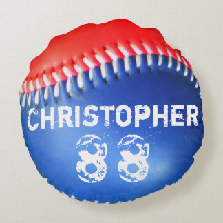 Red White  Blue Baseball Pillow name number