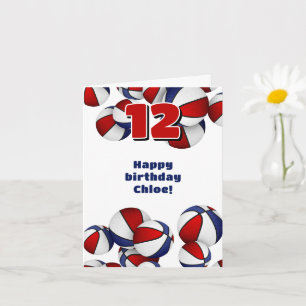 red white blue basketballs girls boys birthday card