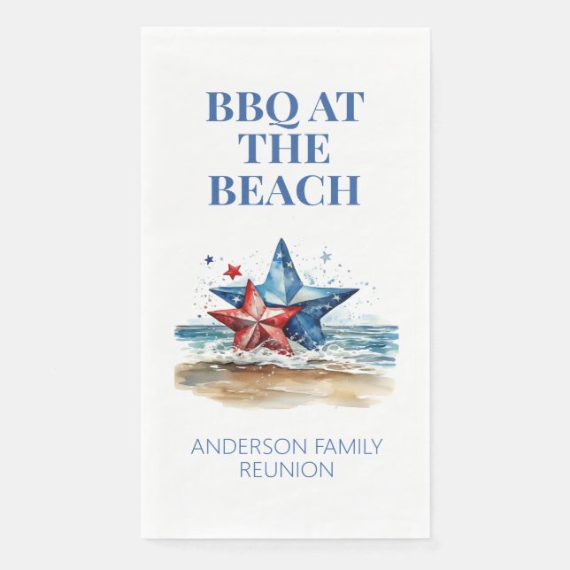 Red White Blue BBQ at the Beach Napkin (Front)
