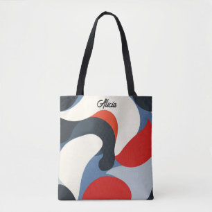 Red White Blue Black Waves Tote Bag