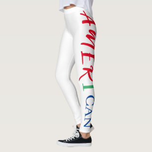 Red White Blue Black Woman African America Leggings