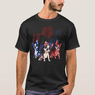 Red White Blue Boston Terrier Usa Flag 4th Of July T-Shirt