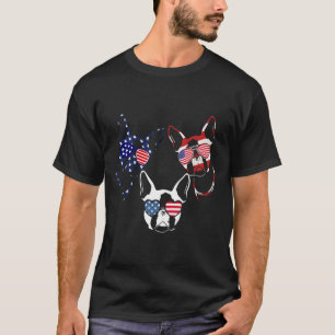 Red White Blue Boston Terrier USA Flag 4th Of July T-Shirt