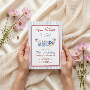 Red White Blue Boy 2nd Birthday Invitation
