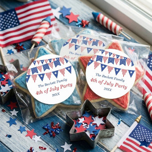 Red, White & Blue Bunting Flags 4th Of July Party Classic Round Sticker