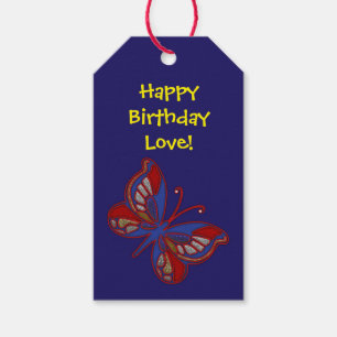 Red White Blue Butterfly-Blue Gift Tag
