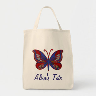 Red White Blue Butterfly-Grocery Tote Bag