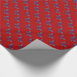 Red White Blue Butterfly-Red Gift Wrapping Paper