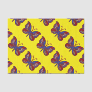Red White Blue Butterfly-Yellow Tissue Wrap Paper