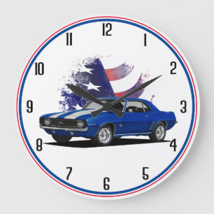 Red White Blue Camaro Large Clock