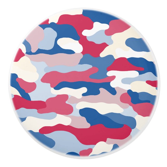 Red White & Blue Camouflage (3) Ceramic Knob (Front)