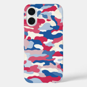 Red White & Blue Camouflage iPhone 16 Case