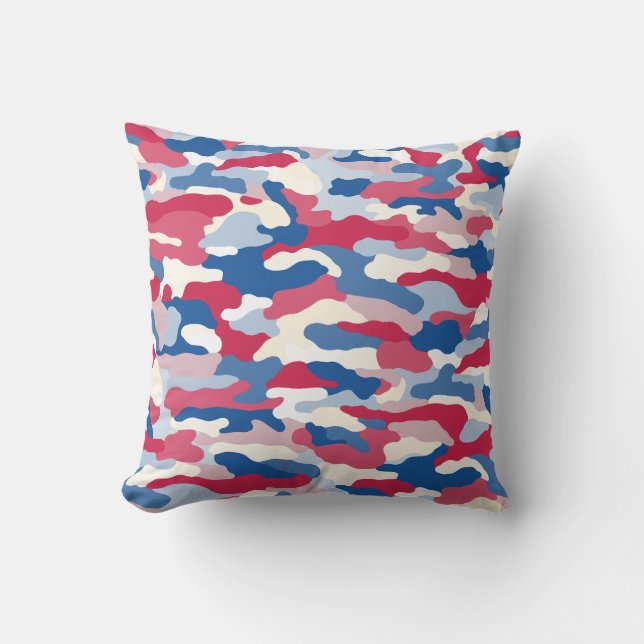 Red White & Blue Camouflage Cushion (Front)