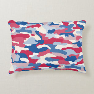 Red White & Blue Camouflage Decorative Cushion