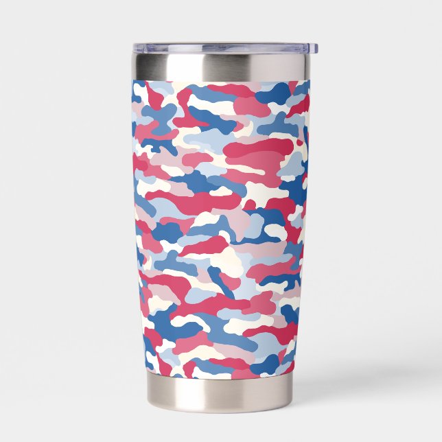 Red White & Blue Camouflage Insulated Tumbler (Left)