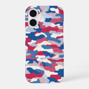 Red White & Blue Camouflage iPhone 16 Case