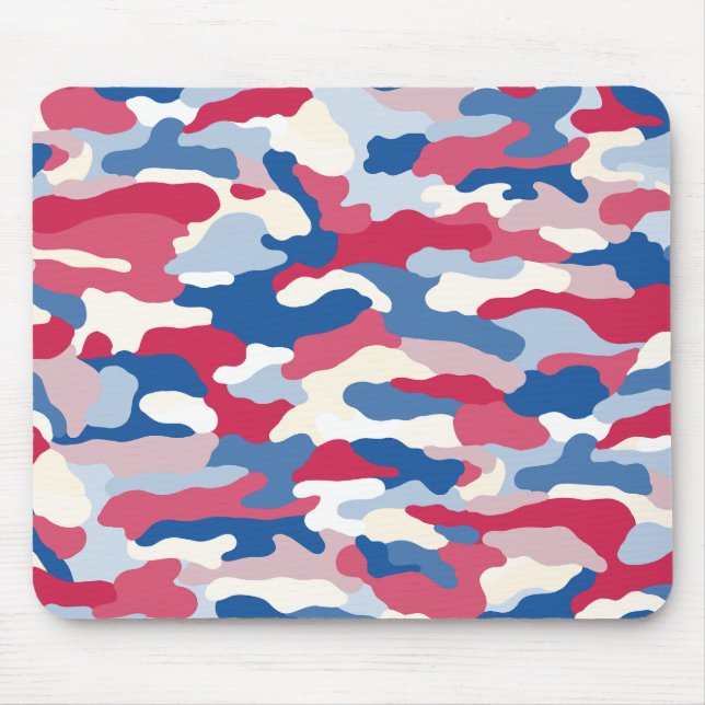 Red White & Blue Camouflage Mouse Pad (Front)